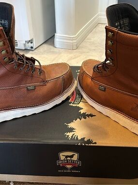 Irish Setter Men’s Chestnut Brown Leather Steel Toe Work Boots